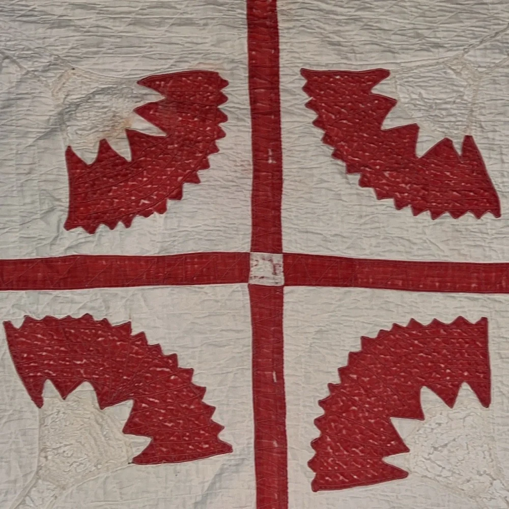 Antique handmade quilt 82” x 66” hand stitched patchwork